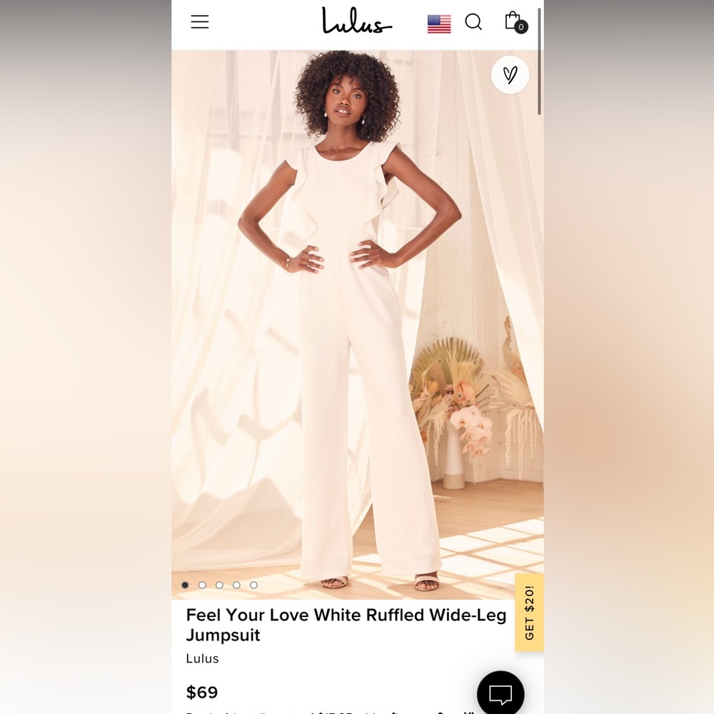 Lulus Feel Your Love White Ruffled Wide-Leg Jumpsuit